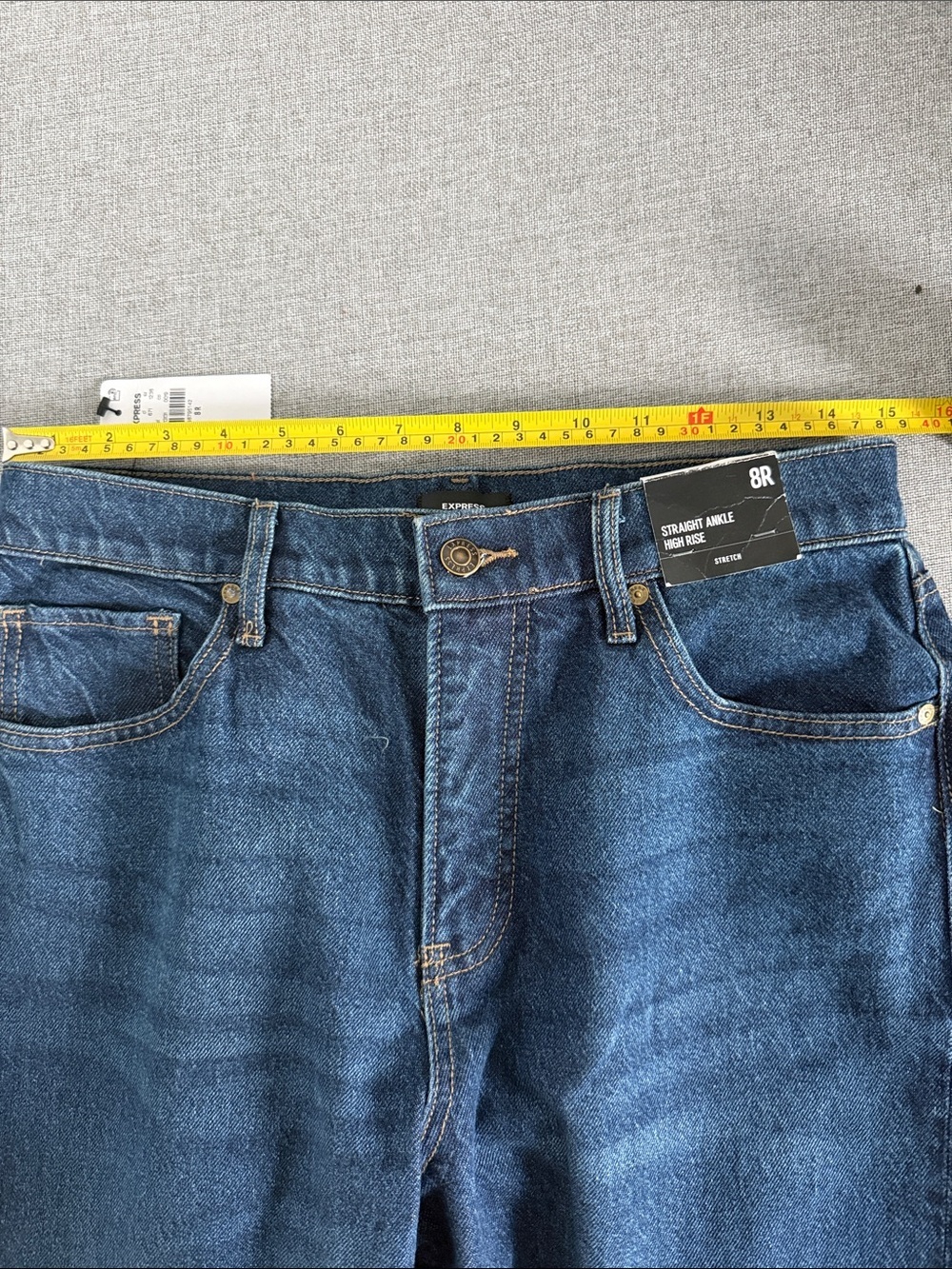 Express straight ankle, high-rise stretch, jeans - Picture 9 of 11